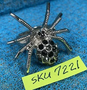 Silvertone Crystal Accented Spider Shaped Fashion Jewelry Ring Adjustable IN7221 - Picture 1 of 12