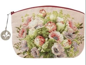 Bouquet and Flowers Tapestry Purse/Jewelry Bag/Cosmetic Bag NWT - Picture 1 of 3