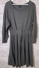 Torrid Womens Charcoal Grey Stretch Lace-Up Knit Sweater Dress Size Sz 3