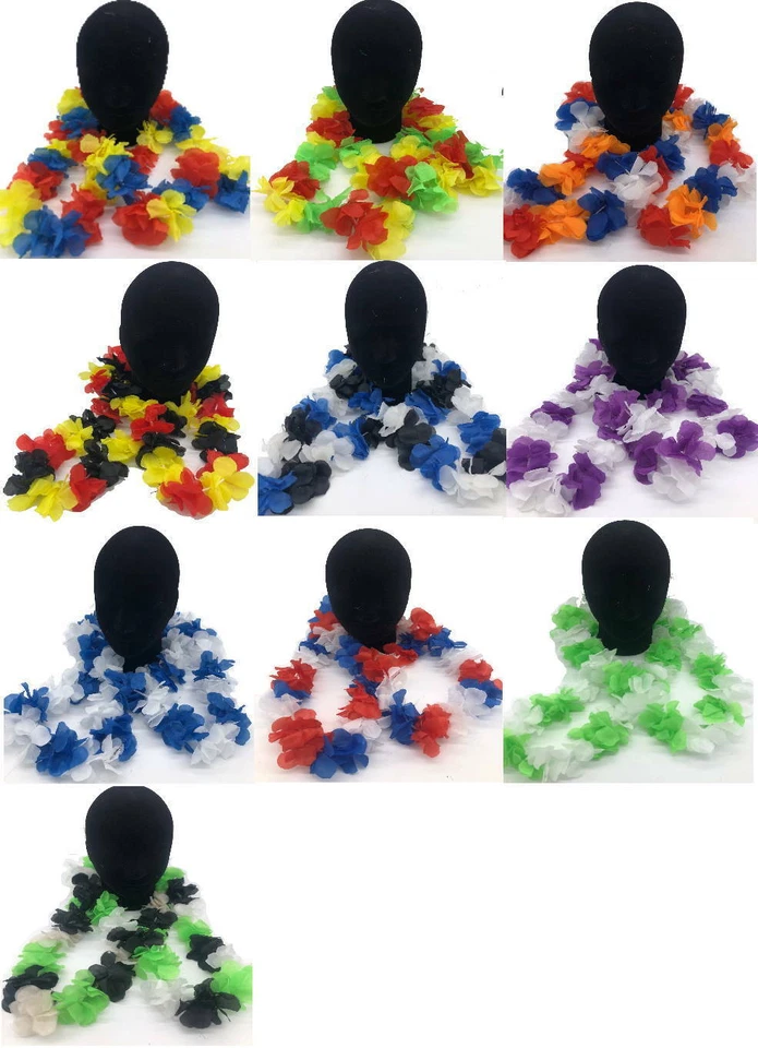 Fan Blumenkette / Hawaiiketten verschiedene Farben/Länder Fussball 10er Pack