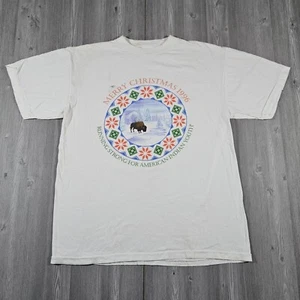 Vintage Christmas Shirt Adult Large White Native American Buffalo Holiday 90s - Picture 1 of 10