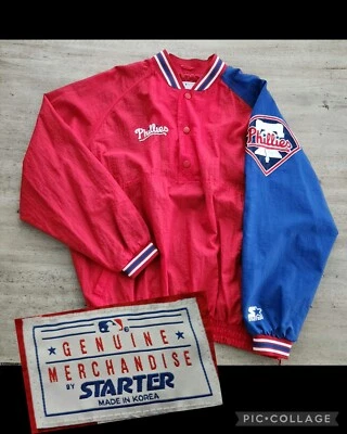 Vintage 90s STARTER Philadelphia Phillies Pull-Over Windbreaker Jacket Sz XL  - Image 1 of 4
