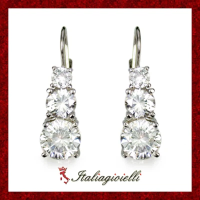 Maestosi Orecchini Trilogy in Argento 925 Rodiato Oro Bianco - Immagine 1 di 4