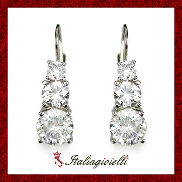 Maestosi Orecchini Trilogy in Argento 925 Rodiato Oro Bianco - Immagine 1 di 4