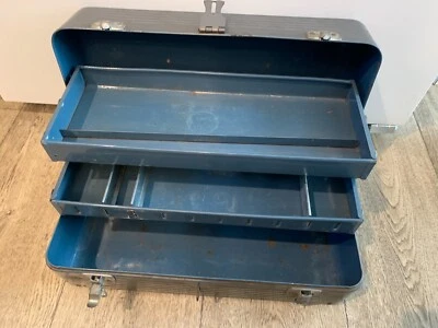 Vintage Simonsen Industrial Metal Tool Box Green Chicago Style Rustic 16'' 3 - Image 1 of 4