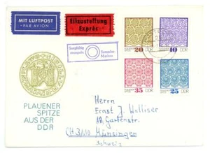 1974 Alemania Oriental cubierta DDR Express de Rostock a Munsingen Suiza - Imagen 1 de 2