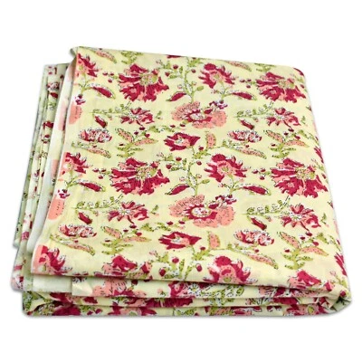 5 Yard New Floral Pure Cotton Indian Hand-Block Fabric Craft Running Print - Image 1 of 4