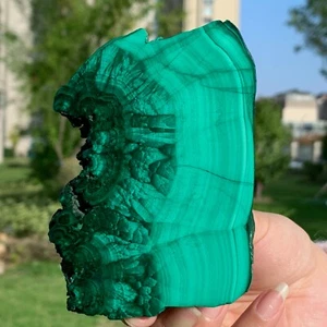335G Malaquita Natural Brillante Transparente Racimo Muestra Mineral Áspero - Imagen 1 de 19