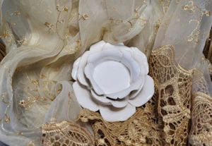 Vintage 4" Ceramic Rose Candle Holder - Picture 1 of 7