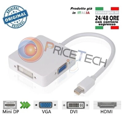 3 in 1 Mini Display Port DP Cavo adattatore DVI VGA HDMI da Thunderbolt a DVI - Immagine 1 di 4