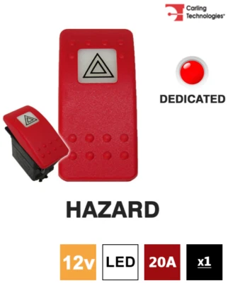 CARLING TECHNOLOGIES Carling 273.319 J-SERIES CONTURA II RED Rocker Switch 12V J1 HAZARD DP 1xLED RED