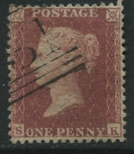1857 1d Red Star SK SG 40, C10 used, showing strong blur in SW square (40) - Picture 1 of 1
