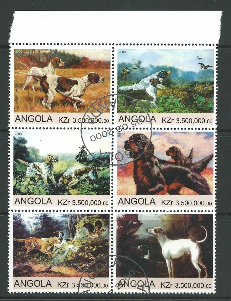 2000 Block of 6 Dogs Stamps Cancelled To Order Complete Mint Unhinged - Image 1 of 1