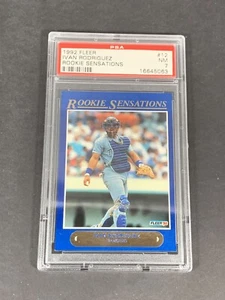 1992 Fleer # 12 Rookie Sensations Ivan Rodriguez PSA 7 NM - Picture 1 of 2