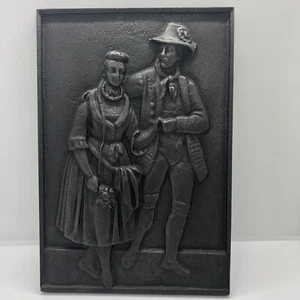 Vintage Cast Iron Wall Plaque German Couple Man Woman High Relief 10 x 6 3/4 in - Picture 1 of 8