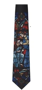 Jacob Alexander Men's Zipper Neck Tie - Stained Glass Jesus Healing a Blind Man - Picture 1 of 3