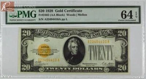 1928 $20 Fr. 2402 Gold Certificate PMG CU 64 EPQ - Picture 1 of 2