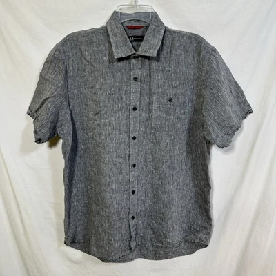 Neiman Marcus Men's Large Short Sleeve 100% Linen Button Shirt NM Gray Casual L - Image 1 of 4