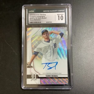 Tarik Skubal RC 2020 Bowman Sterling Wave Refractor 114/125 Auto CGC Gem Mt 10 - Picture 1 of 12