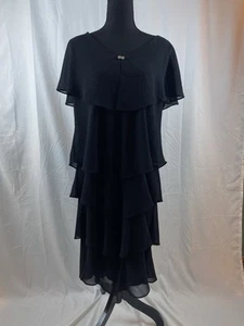 Vintage Patra Women’s Size 18 Layered Ruffle Black Sleeveless Dress - Picture 1 of 17