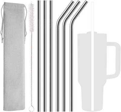 BRANDED 6 Pack Stainless Steel Straw Replacement 40 Oz for Stanley Adventure Travel Tumb