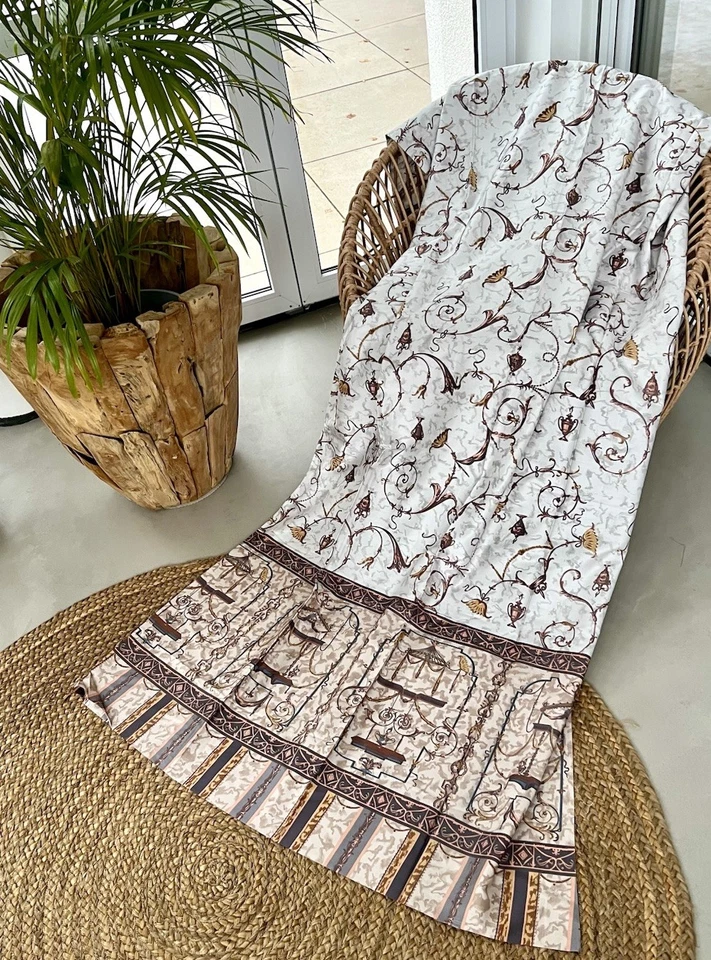 Bassetti Stoff OPLONTIS 4M Beige SATIN 250x125 Decke Läufer Vorhang Kissen Rose