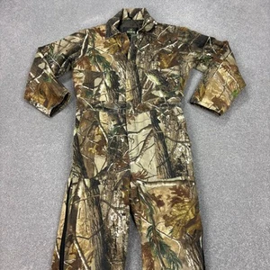RealTree Coveralls Kids Size 12 34x22 Brown Camo Hunting Canvas Overalls Youth - Picture 1 of 15