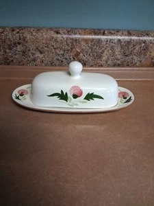 Stangl Pottery Pink Thistle 1/4 lb Covered Butter Dish Vintage Flawed - Bild 1 von 8