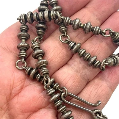 Norwegian aha Astri Holthe 925 Sterling Silver Brutalist Beaded 16" Necklace Vtg - Image 1 of 4