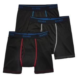 Hanes BLACK MULTI Boys' X-Temp Boxer Brief, 3-Pack, US Small - Picture 1 of 4
