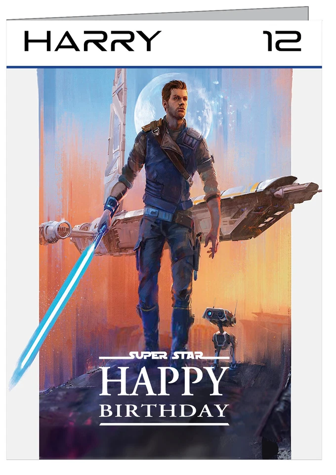 Tarjeta de cumpleaños personalizada Star Wars Jedi Survivor edición Deluxe (A5) Foto 1 de 1