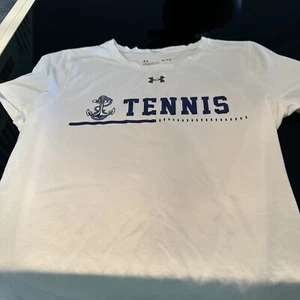 United States Naval Academy WhiteTennis Woman Under armor Performance Tshirt Med - Picture 1 of 6
