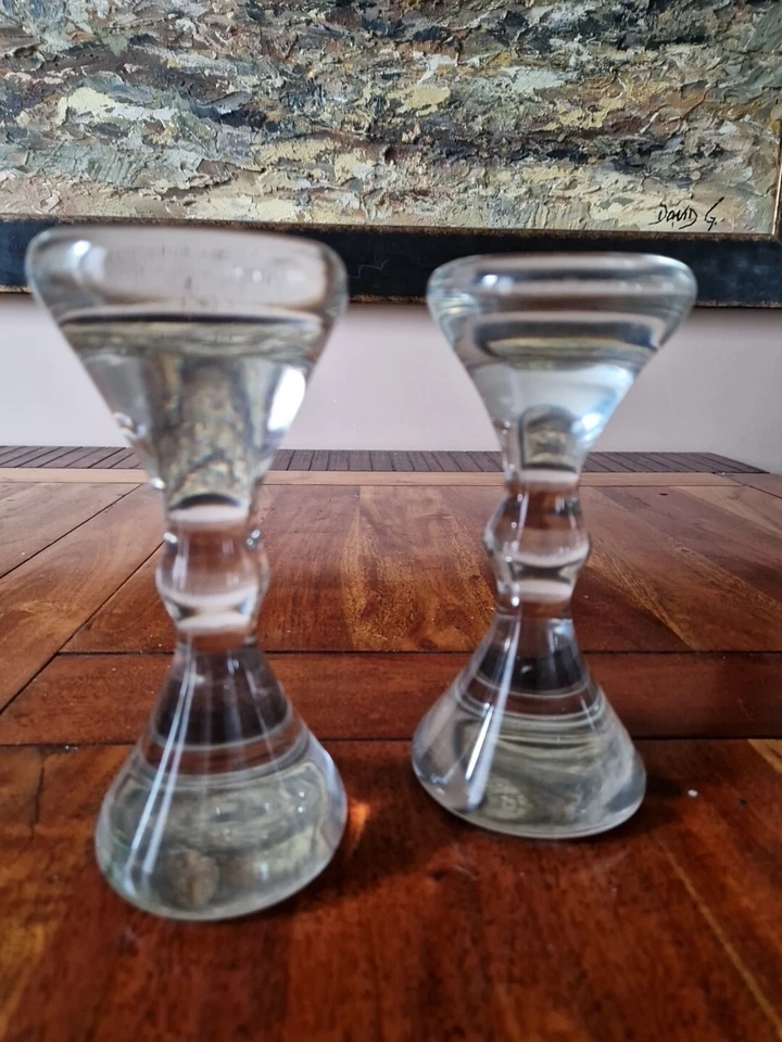 Rare Et Ancienne Paire De  Porte Perruque En Verre - Photo 1/4