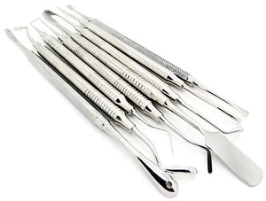 Juego de 8 curetas de implantes dentales ascensores quirúrgicos escalares elevadores periostiales - Imagen 1 de 7