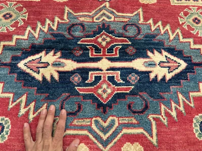 8x10 HANDMADE ORIENTAL RUG new handwoven geometric red blue heriz kazak oushak - Image 1 of 4