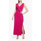 Connected Plus Size V-Neck Ruffle Dress Gown Fuchsia 18W