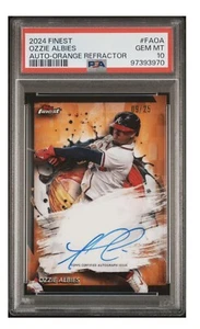 2024 Topps Finest Orange Refractor Auto /25 Ozzie Albies #FAOA - Braves - PSA 10 - Picture 1 of 2