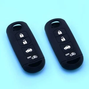 2x Black Silicone Remote Key Cover Case Fob Fit For Mazda 2 3 6 CX-5 CX-7 CX-9 - Picture 1 of 4