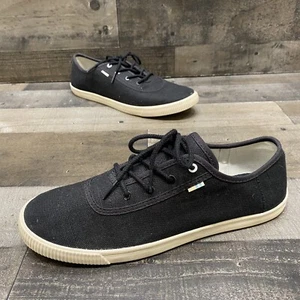 Toms Black Canvas Womens Lace up Casual Sneakers Size 10 GREAT! - Picture 1 of 6