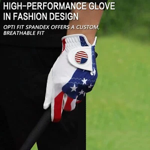 Men Golf Gloves Left Hand Right with Ball Marker USA Flag 2 Pack Weathersof Grip - Picture 1 of 9