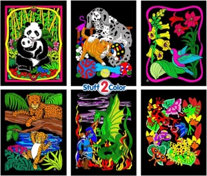 Panda, Kitten, Dragon and Knight, Leopards, Humming Bird, Frog - 6 Pack of Fuzzy - Picture 1 of 12
