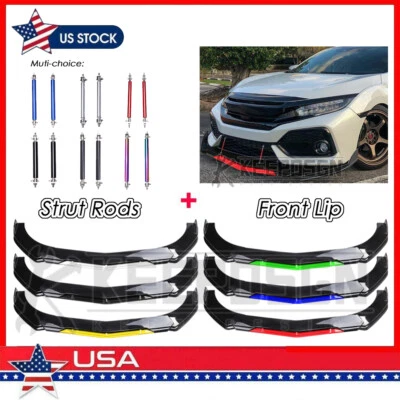 For Honda Civic Hatchback Coupe Chin Front Bumper Lip Splitter Body Kit GLOSSY - Image 1 of 4