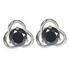 4.00Ct Round Cut Natural Black Diamond Solitaire Studs In 925 Sterling Silver