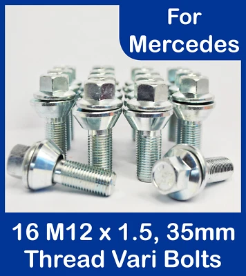 16 Wheel Vari Bolts M12 x 1.5 Wobbly / Wobble Bolt Variable PCD - Mercedes 35mm - Image 1 of 3