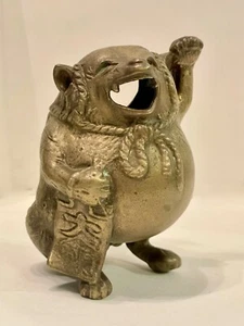 Antique/Vintage Bronze Incense Burner Tanuki Figural Japanese Raccoon Dog - Picture 1 of 9
