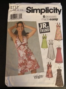 Simplicity 5112 Junior Halter Dress Pattern size AA 3/4 - 9/10 new uncut - Picture 1 of 4