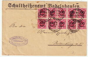 Württemberg Dienst, Brief Bodelshausen - Rottenburg 1923, geprüft Infla Berlin
