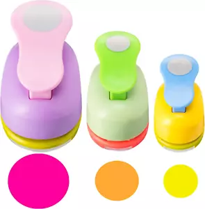 3 Pack Craft Hole Punch 2,1 and 5/8 Inch Circle Punch Set Paper Punchers with St - Picture 1 of 6