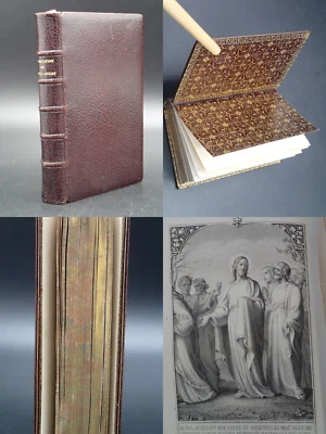 1876 Superbe Missel minature Imitation de Jésus Christ Prières Bible Dieu - Photo 1/4