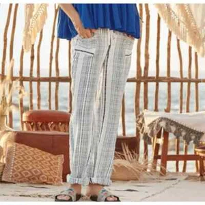 Sundance Pants Women's XL Gigi Green Striped Drawstring Wide Leg Coast Beach 33 - Picture 1 of 4